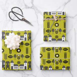 Warm Mustard Scandi Home Decor Wrapping Paper Sheet