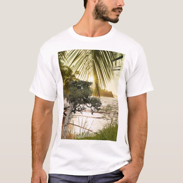 Warm Nature Scene with Trees, Water and Sunlight T-Shirt (Front)