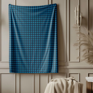 Warm Navy and Blue Plaid Blanket for Lounging