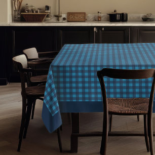 Warm Navy and Blue Tablecloth with Plaid Design