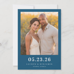 Warm Navy Elegant Photo Save The Date