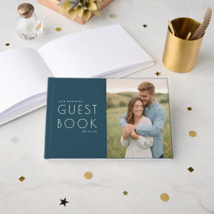 Warm Navy Modern Photo Guest Book