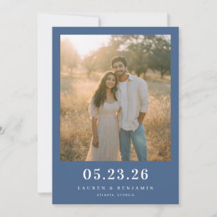 Warm Navy Rustic Photo Save The Date