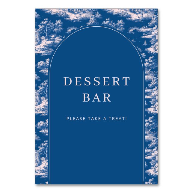 Warm Navy Tapestry Dessert Bar Sign Table Number (Front)
