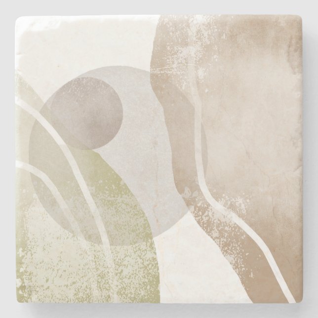 Warm Neutral Abstract Earth Tones Modern Luxury Stone Coaster (Front)