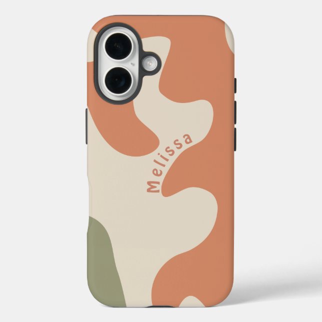 Warm Neutral Boho Organic Shaped Personalized Name Case-Mate iPhone Case (Back)