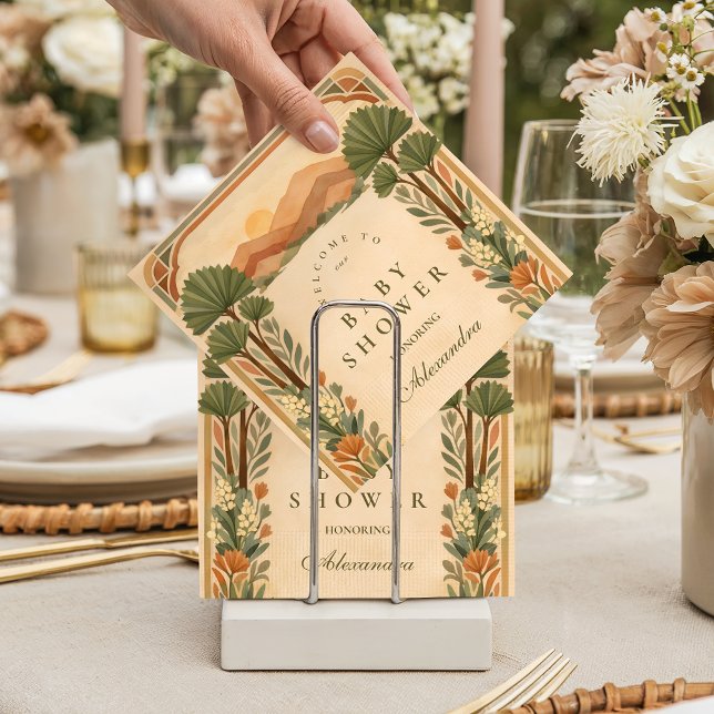 Warm Neutral Desert Canyon Botanicals Baby Shower Napkin (Creator Uploaded)