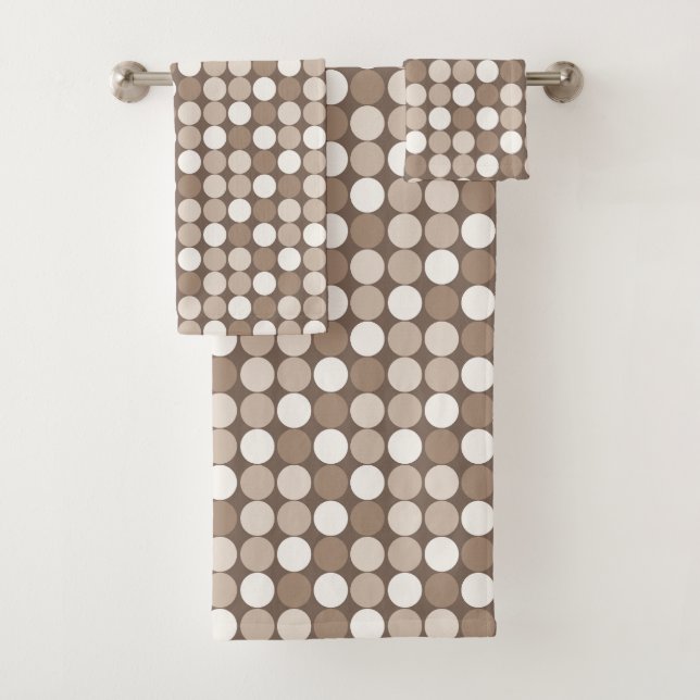 Warm Neutral Earth Geometric Circles  Bath Towel Set (Insitu)