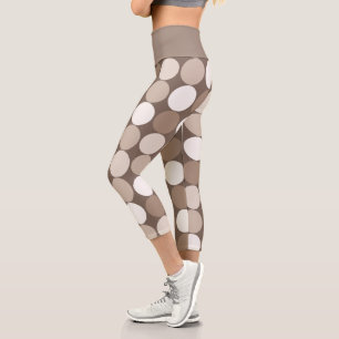 Warm Neutral Earth Geometric Circles Capri Leggings