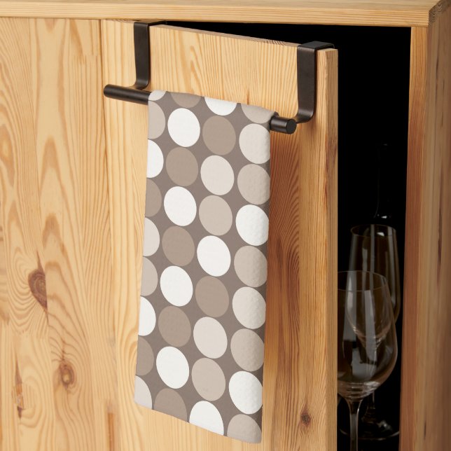 Warm Neutral Earth Geometric Circles  Kitchen Towel (Thirds Fold)