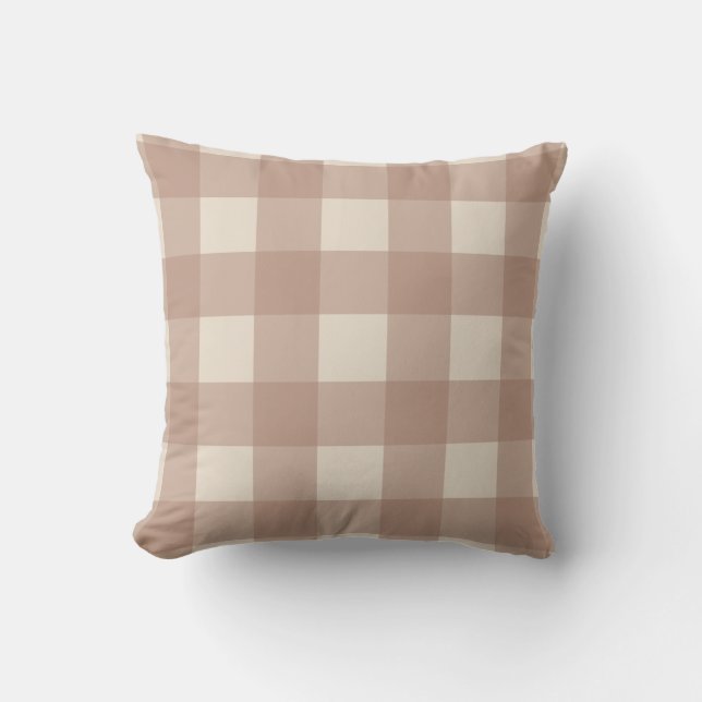 Warm Neutral Gingham Pillow  (Front)