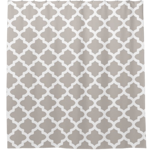 Warm Neutral Grey Modern Bathroom Shower Curtain (Front)