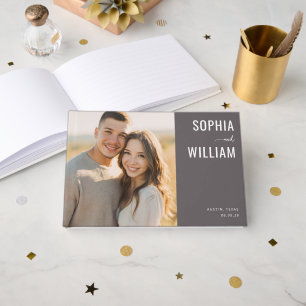 Warm Neutral Minimalist Photo Guest Book