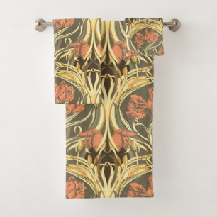 Warm Neutrals and Blush Art Nouveau Bath Towel Set