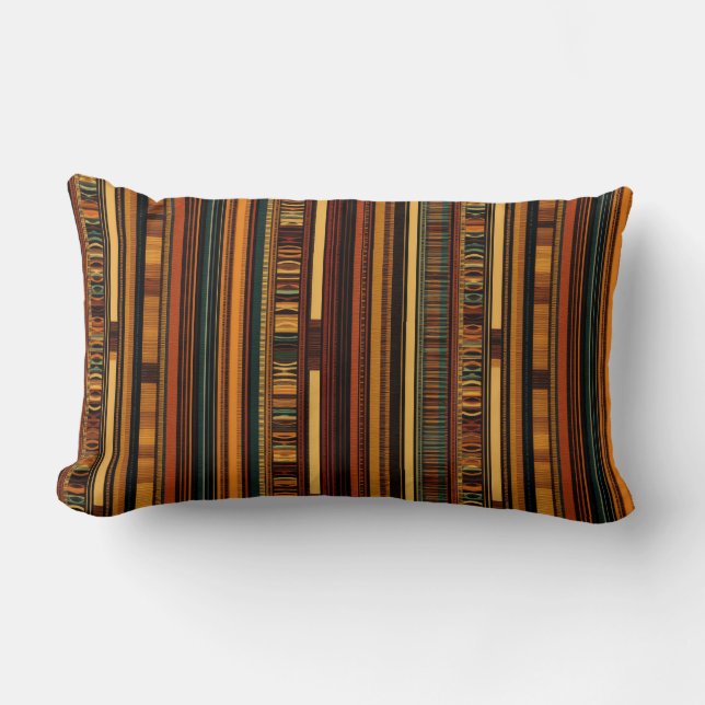 Warm Nomadic Stripe Design Lumbar Pillow (Front)