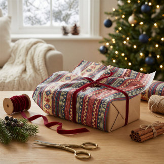 Warm Nordic Fair Isle Christmas Tissue Paper