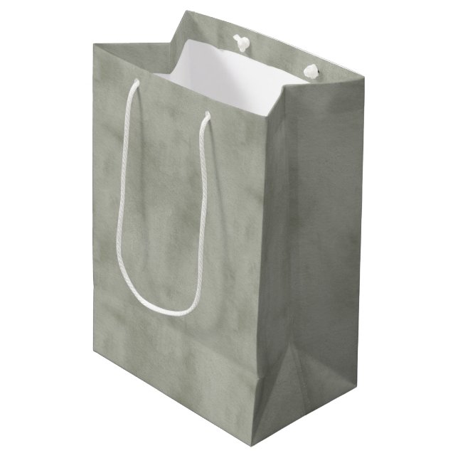 Warm Olive Green Christmas Medium Gift Bag (Front Angled)
