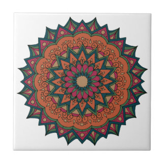 Warm Orange and Red Mandala Tile