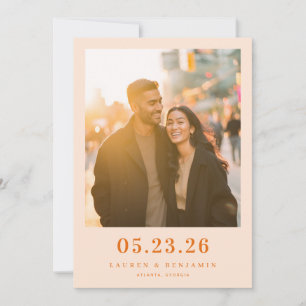 Warm Orange Candid Photo Save The Date