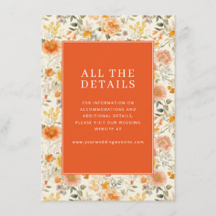 Warm Orange Floral Details Enclosure Card