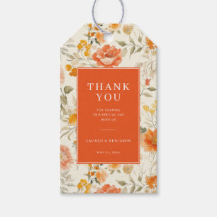 Warm Orange Floral Thank You Gift Tags