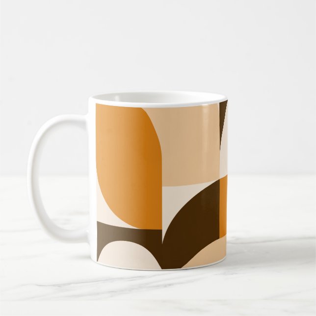 Warm Orange Geometric Composition Coffee Mug (Left)