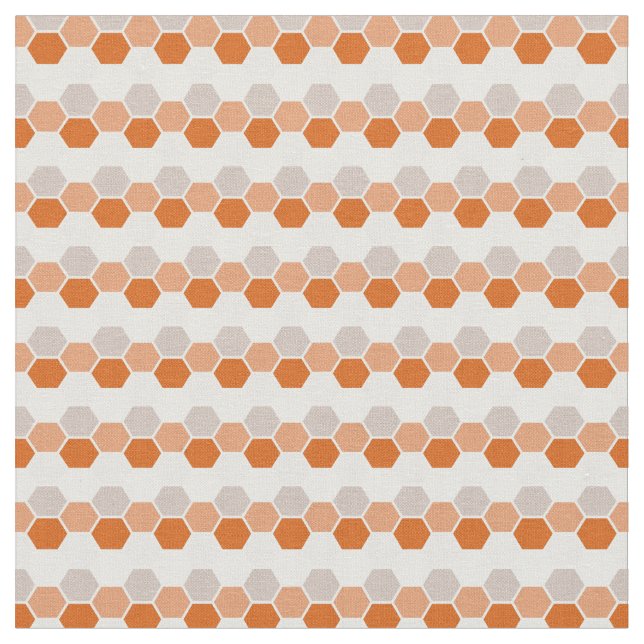 Warm Orange Geometric Hex Hexagram Fabric (Close Up)