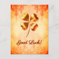 Warm Orange Gold Vintage Style Good Luck Wishes