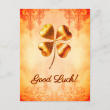 Warm Orange Gold Vintage Style Good Luck Wishes