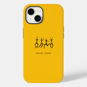Warm Orange Silhouette Happiness Party Dancers iPhone 14 Case