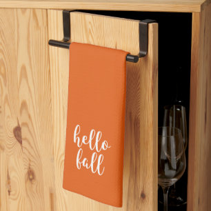Warm Orange Spice Hello Fall Kitchen Towel