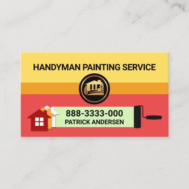 Warm Paint Layers Handyman Painter Business Card (Front)