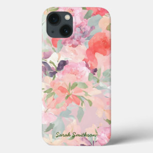 Warm Pastel Abstract Wildflowers Watercolor Art iPhone 13 Case