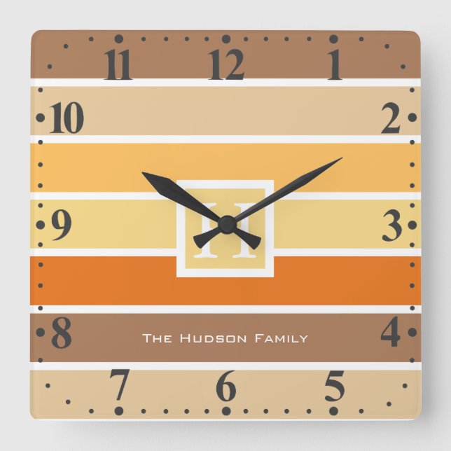 Warm Pastel Autumn Colour Palette | Personalized Square Wall Clock (Front)