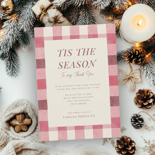 Warm Pastel Plaid Small Office Business Holiday Card