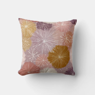 Warm Pastel Snowflake Botanical Throw Pillow