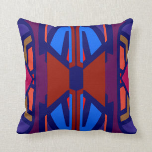 Warm Patch on Blue/Red/Pink/Orange/Tan/Maroon Throw Pillow