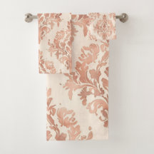 Warm Peach Damask Watercolor Ornamental Pattern