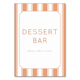 Warm Peach Minimalist Dessert Border Table Number
