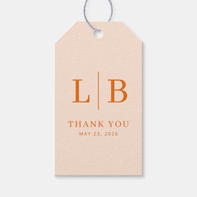 Warm Peach Minimalist Thank You Tag (Front)