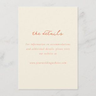 Warm Peach Minimalist Wedding Details Card