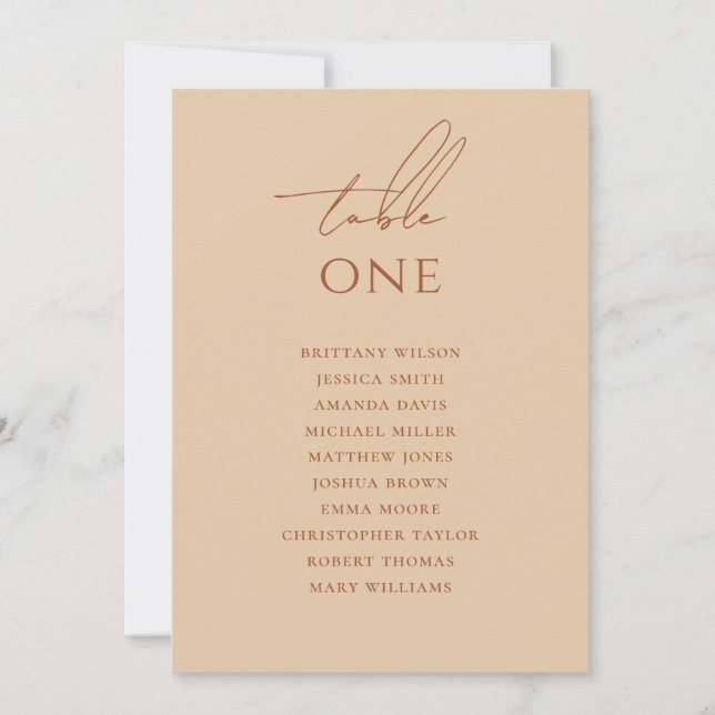 Warm Peach Sand Elegant Wedding Seating Chart Invitation (Front)