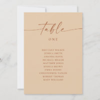 Warm Peach Sand Minimalist Wedding Seating Chart