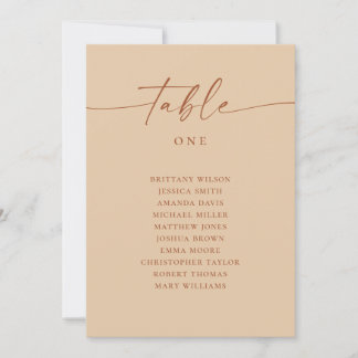 Warm Peach Sand Minimalist Wedding Seating Chart Invitation