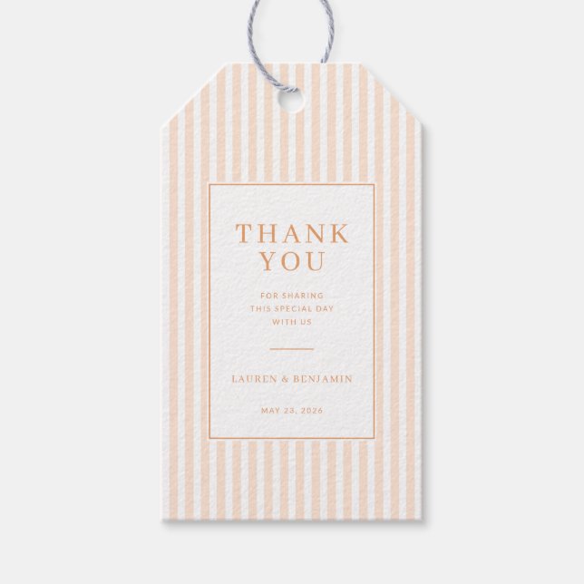 Warm Peach Striped Gratitude Gift Tags (Front)