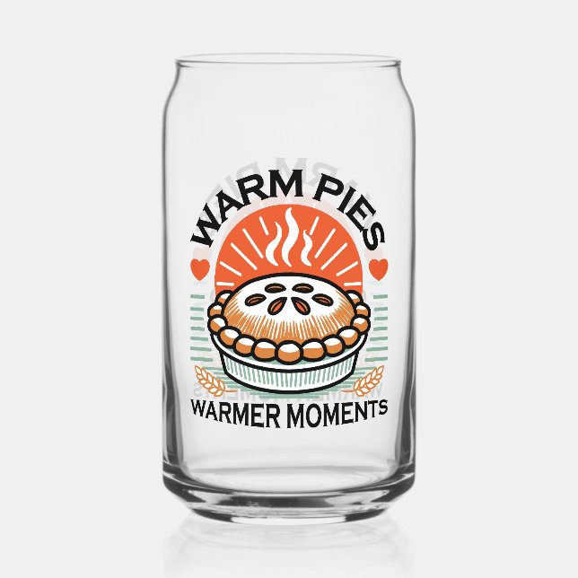 Warm Pies Warmer Moments – Cozy Autumn Design Can Glass (Front)