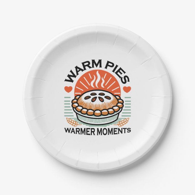 Warm Pies Warmer Moments – Cozy Autumn Design Paper Plate (Front)