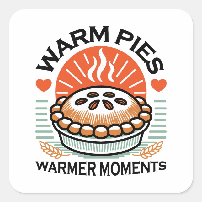 Warm Pies Warmer Moments – Cozy Autumn Design Square Sticker (Front)