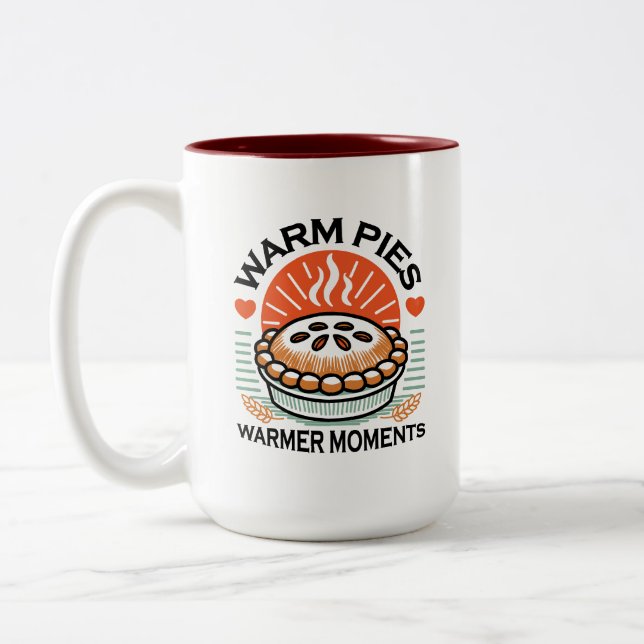 Warm Pies Warmer Moments – Cozy Autumn Design Two-Tone Coffee Mug (Left)