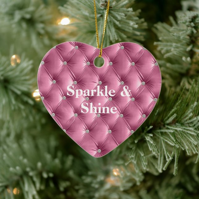 Warm Pink Faux Velvet Ceramic Ornament (Tree)